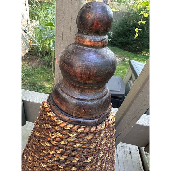 Set of 2 wicker wall shelves sconces plant holders display jute wood pair hang - Picture 13 of 16